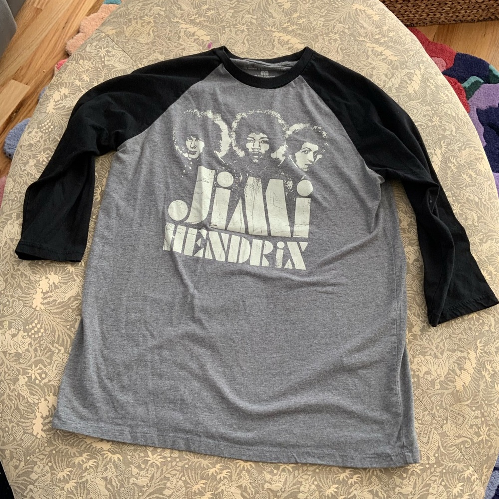Jimi Hendrix Black and Gray Raglan Tee